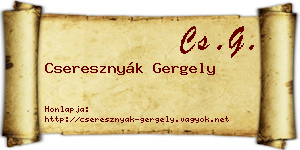 Cseresznyák Gergely névjegykártya